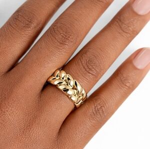 14K Gold Plated Chunky Chain Ring | Size 8